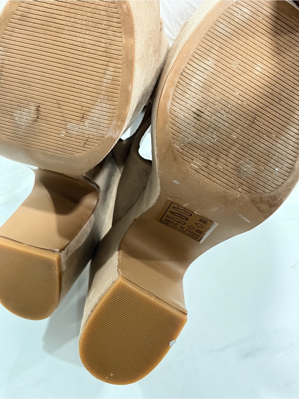 Qupid Taupe Crisscross Suede Slide Mules - Picture 4 of 7